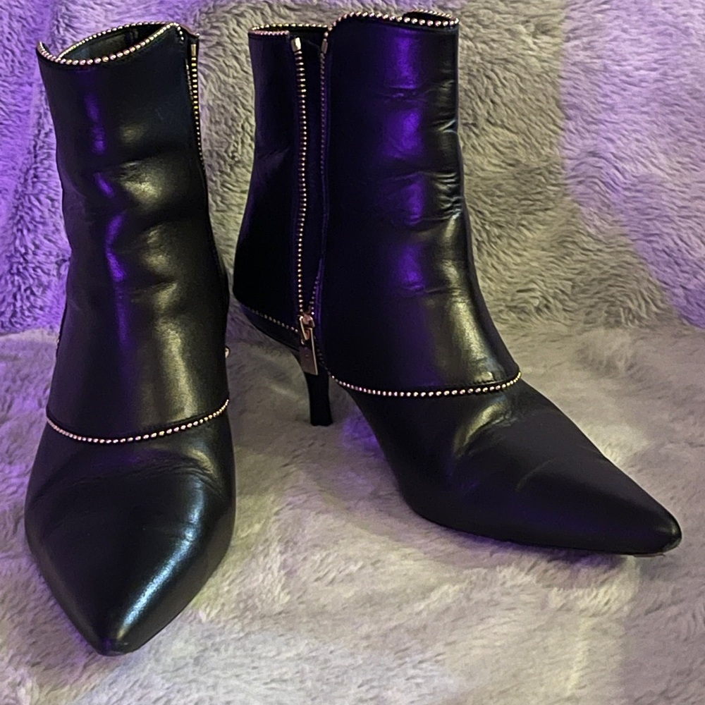Beautiful ANINE BING Boots Ava Studded Ankle Kitten Heel Black Sz 38 MakeOffer